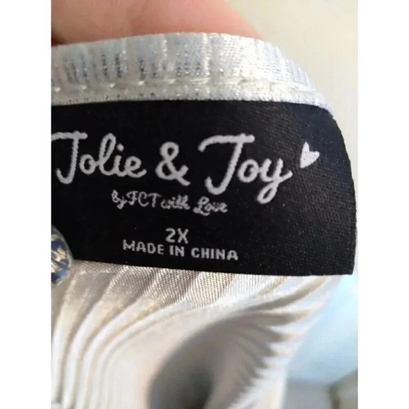 Jolie And Joy Top Silver Metalic Thread Elastic Waist Sz 2X - Picture 8 of 10